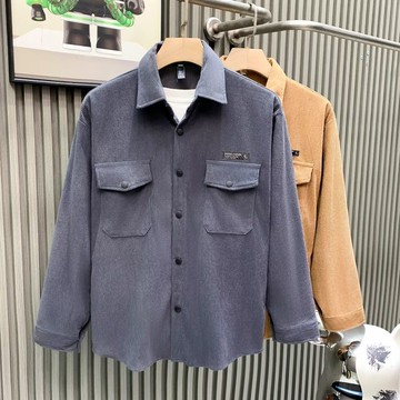 工裝襯衫男 春秋季水洗多口袋長袖襯衫外套