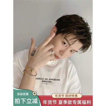 新說唱2025范丞丞同款美式嘻哈t恤短袖男oversize炸街酷颯風上衣