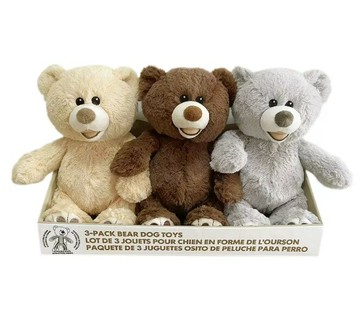 Hugfun 泰迪熊造型寵物玩具 3入組