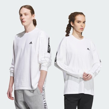 adidas 愛迪達 上衣 男款 女款 長袖上衣 運動 亞規 WORD L/S TEE 白 IK7344