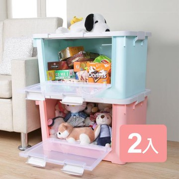真心良品 梅莉莎雙開式收納箱附輪70L-2入組