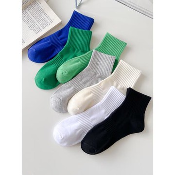 綠色情侶襪子克萊因藍短襪男女純棉中短筒吸汗運動籃球襪ins防臭