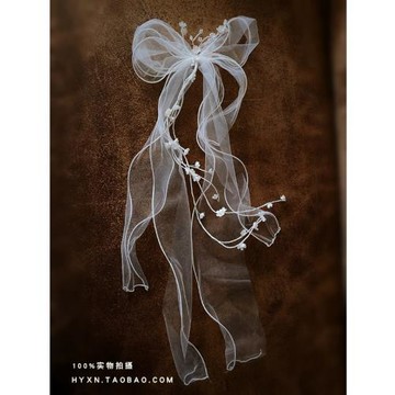 新娘結婚頭飾森系超仙蝴蝶結唯美網紗發飾婚禮白紗寫真拍照配飾品