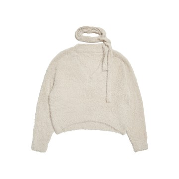 優雅仙女綁帶水貂毛上衣(淺卡其)-女