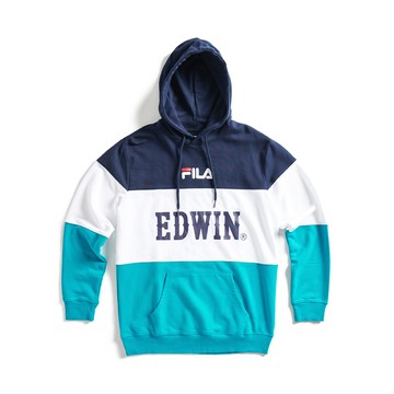 EDWIN x FILA聯名｜男裝｜經典主義拼接長袖連帽T恤