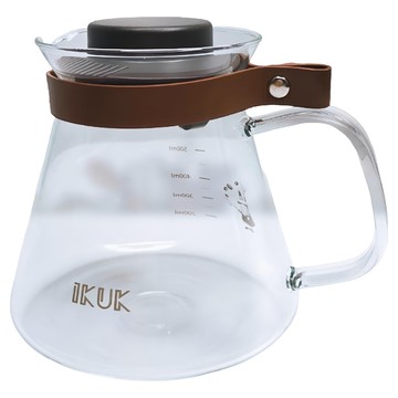 IKUK 艾可 玻璃柄皮革耐熱玻璃壺  650ml  1個  透明玻璃色