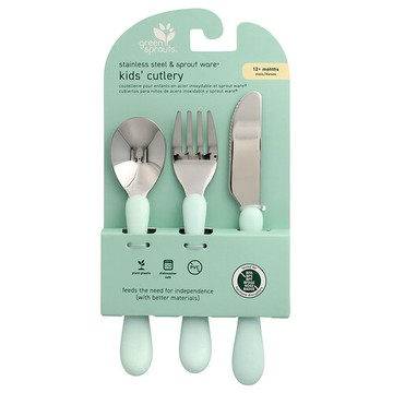 Green Sprouts, 不鏽鋼和 Sprout Ware® 兒童餐具，12 個月以上，3 件