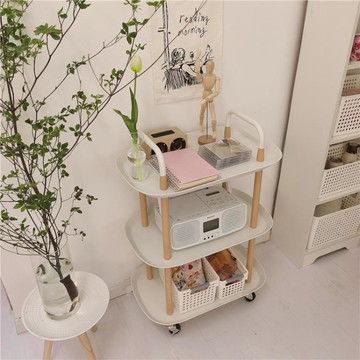*漂亮的小姨媽* ins風可移動客廳床頭桌小推車化妝品零食收納架子