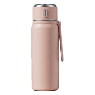 Mass 馬卡龍色大容量智能顯溫保溫瓶 316不鏽鋼 450ml 珊瑚粉  1個