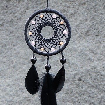 北歐黑夜風丨手工編織 雪の結晶捕夢網-雪花粉x蜜糖橘