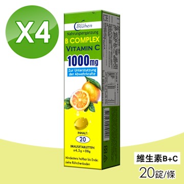 【BEST貝斯特】速補美B+C發泡錠 4盒組(20粒/盒)