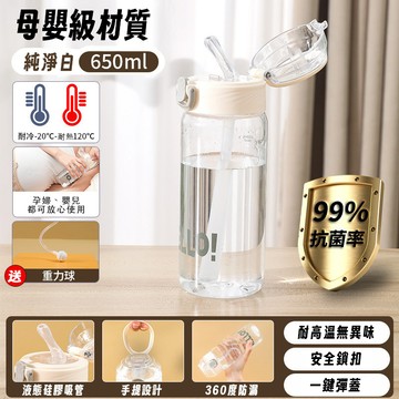 UDlab｜重力球吸管水杯 650ml 550ml  奶瓶手柄 防塵蓋重力球 水壺肩带 喝水吸管 CB-H02045