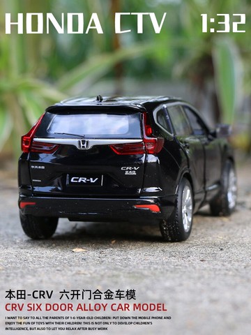 本田CRV仿真汽車模型擺件聲光回力開門男孩玩具車1:32合金車模