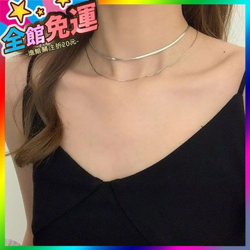 🌸台灣出貨🌸 銀色雙層蛇骨項鏈女疊戴鎖骨鏈輕奢小衆設計感簡約百搭頸鏈配飾潮 🥇滿額免運🥇X370-11-A