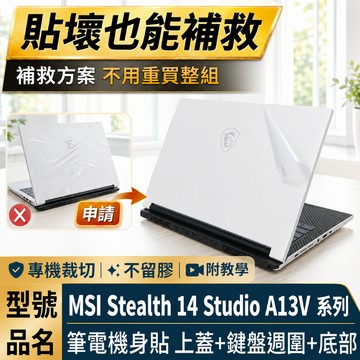 【Ezstick】MSI Stealth 14Studio A13V 系列 機身貼｜含上蓋+鍵盤週圍+底部貼｜A13VE