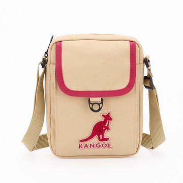 【KANGOL】撞色織帶小側包 女包 男包 斜背包 側背包 米白色-6355170401