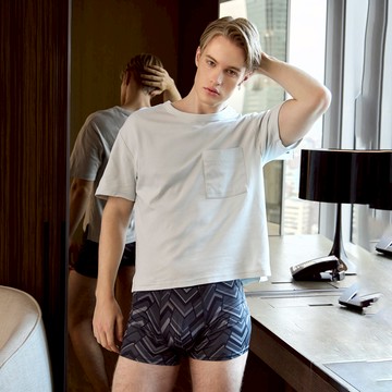 【DAYNEER】印花貼身四角男內褲 M-XXL(幾何灰)