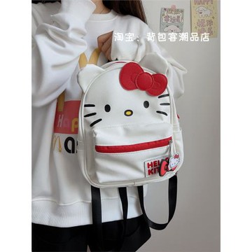日系原創貓咪書包女可愛初中學生pu背包小眾卡通KT貓雙肩包ins風