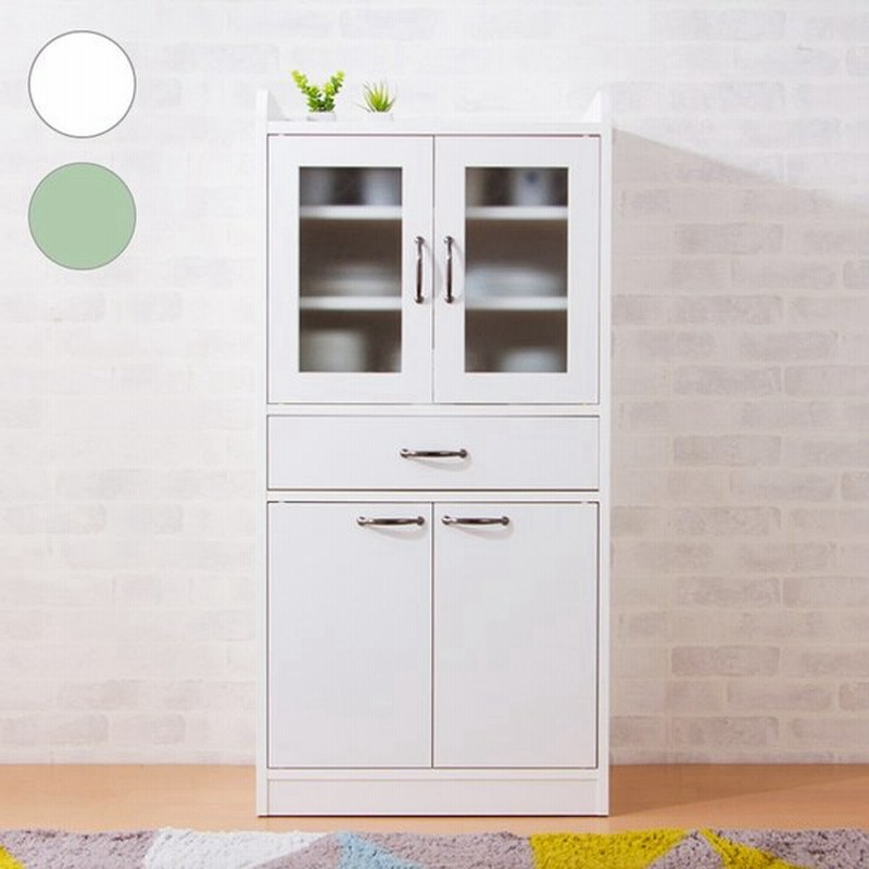 食器棚 おしゃれ 北欧 幅60cm 高さ1cm ロータイプ 完成品 日本製 ガラス扉 ミニ食器棚 キッチン スリム 台所 収納 コンセント付 一人暮らし ホワイト 白 通販 Lineポイント最大0 5 Get Lineショッピング