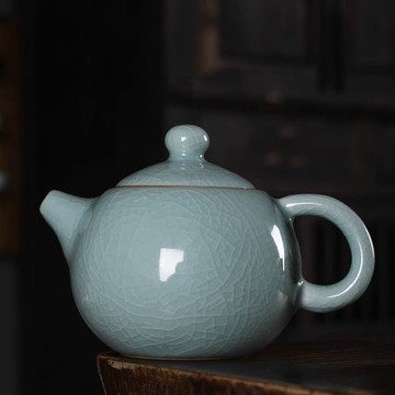 龍泉哥窯冰裂可養茶壺陶瓷汝窯功夫茶具泡茶日式過濾單壺大號家用