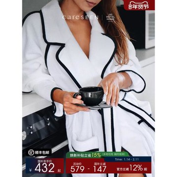 康爾馨小香風浴袍女純棉浴衣吸水速干五星級酒店高檔睡袍高級感