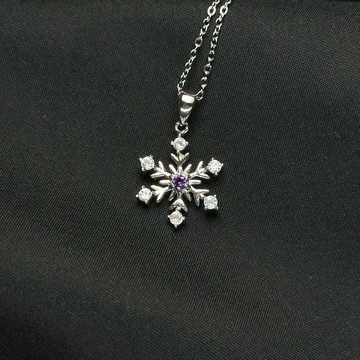 紫水晶項鍊 | 雪花 珠寶級 智慧 貴人 天然晶礦項鍊 925純銀 S25AS14-013