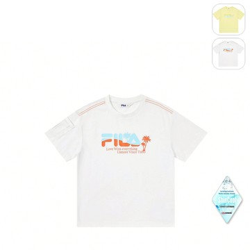 【FILA】KIDS 孩童款 涼感圓領短袖上衣-白色 1TEY-4322-WT