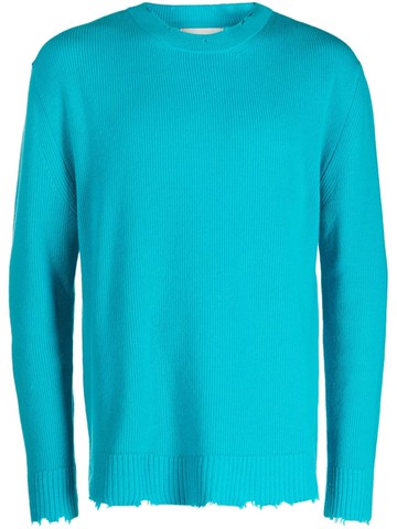 Laneus - ribbed-knit distressed jumper - men - Wool - 52 - Blue