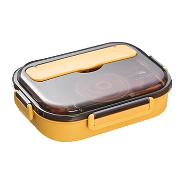 Mega 可愛小熊五格便當盒 304不鏽鋼 小5格  湯匙 + 筷子 + 湯碗 + 便當盒25 x 19 x 6.5cm 2個  黃色  1組