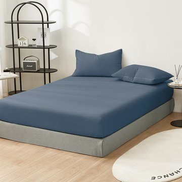 J-bedtime 床寢時光 文青純色絲柔棉床包枕套組 台灣製 S6926L 2組  莫蘭藍灰  床包 Queen Size + 枕套75 x 45cm 2個