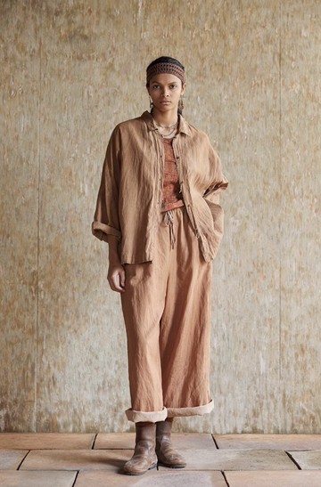 復古文青 純棉植物染襯衫 休閒襯衣