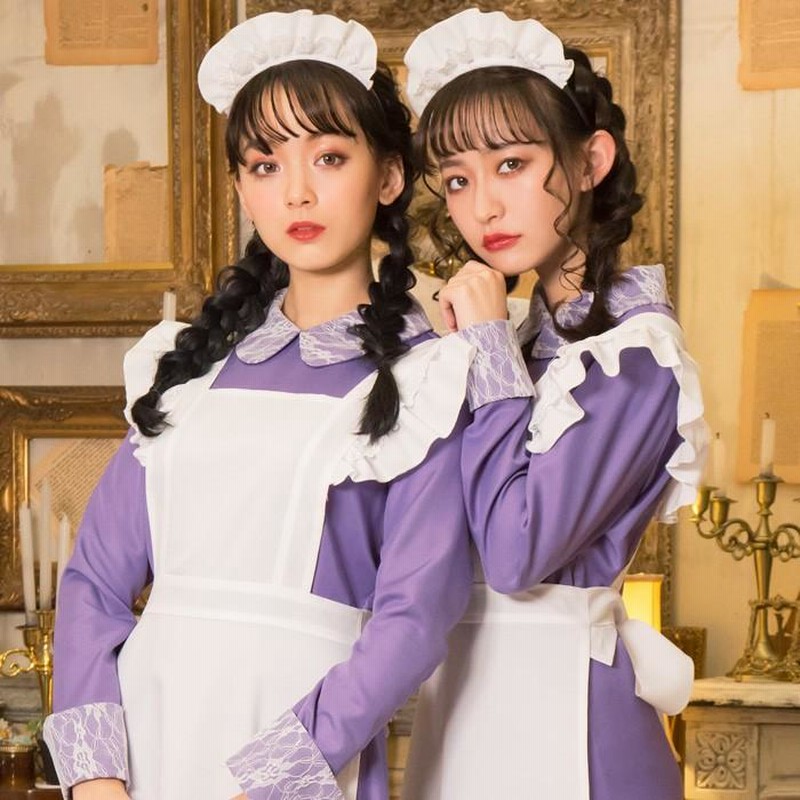 ロリータ メイド服 紫 フリル付き yuki-md1601.jpg