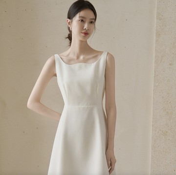 法式極簡 收腰散擺輕禮服連身裙