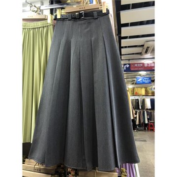 日系學院高級感灰色西裝百褶裙女高腰a字中長半身裙小個子春夏季