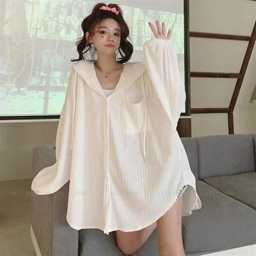 【特大尺碼M-5XL 40-150kg】特大尺碼300斤胖MM長袖連帽冷鋒衣防曬衣女夏季寬鬆顯瘦薄款空調小外套外vk1