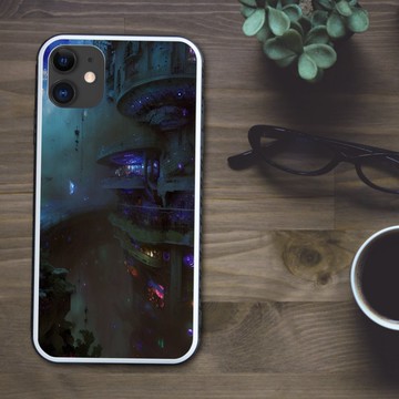 神秘霓虹光芒的宇宙深海都市 美麗手機殼【強化玻璃處理】適用於 iPhone16