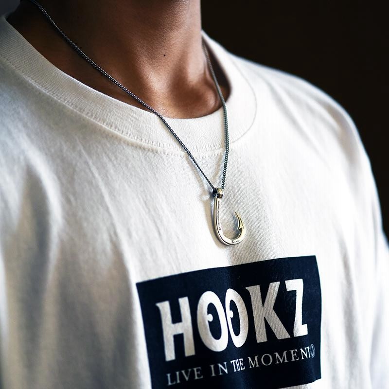 HOOKZ 釣り針 ネックレスMK2ロゴ入り Mサイズ シルバー925/フィッシュ