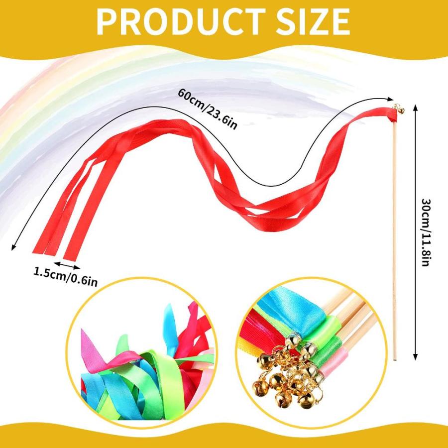 Kingsnow 100 Pieces Multi-Color Ribbon Wands Streamers Sticks with