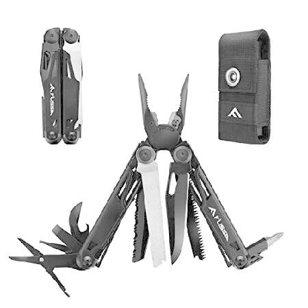 Flissa Multitool, 16-in-1 Multitool Pliers, Folding Pocket Tool with Sheath, Bottle Opener, Pocket Knife, Screwdriver, Multitools for Outdoor, Handwor