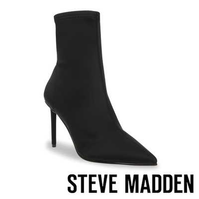 STEVE MADDEN-LAYNE 尖頭細跟襪套靴-黑色