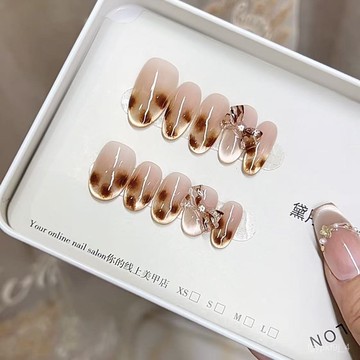 🥰可可新品🥰奈姿 純手工穿戴甲秋冬新款琥珀流光手繪法式暈染貓眼款美甲貼片手工穿戴甲顯白美甲片高級感穿戴甲新年穿戴甲 A3