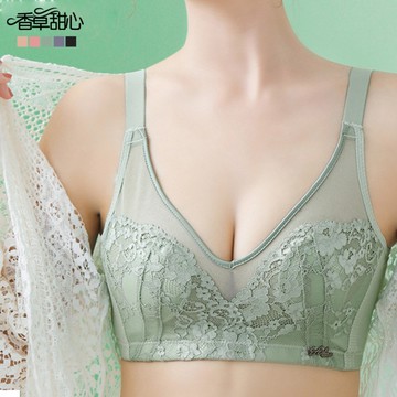 性感舒適超透氣薄墊機能包覆無鋼圈大罩杯大尺碼內衣組 夏季微醺 - 香草甜心 【11458】