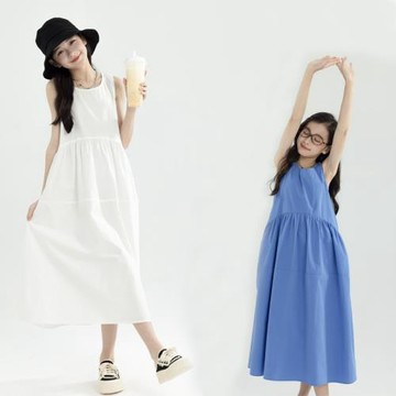 2025夏新款中大童背心裙女童無袖連衣裙中學生長裙個性韓版A字裙