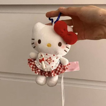✨臺灣出貨✨紅蘋果小女僕Kitty掛件可愛毛絨公仔包包掛飾鑰匙扣禮物