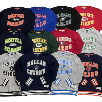 原75美金 出口北美橄欖球聯盟刺繡圓領衛衣 加絨運動休閑寬松帽衫