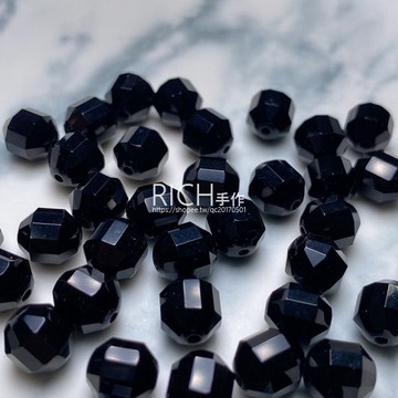 【Rich手作】黑瑪瑙 切割 切角 鑽切 黑色 散珠 DIY 材料珠 手串 現貨在台