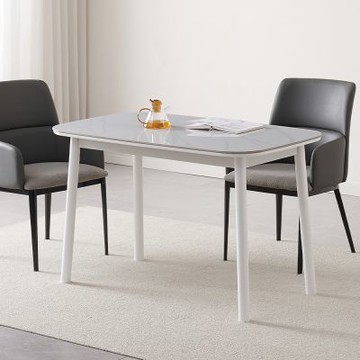 MUNA家居  A-4大角白腿4尺岩板餐桌/不含椅  120X70X75cm