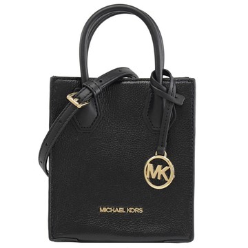 MICHAEL KORS MERCER 素面荔枝紋迷你手提兩用包.黑