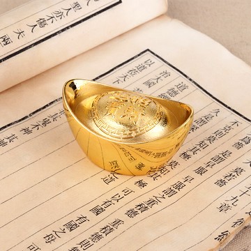 歐圣英合金元寶擺件大小仿真金元寶銀元寶聚寶盆家居擺件展示道具