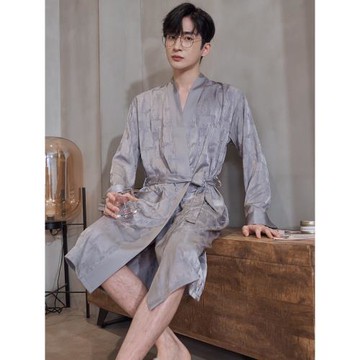 樂姿夢男士睡袍春秋冰絲薄款睡衣高級感夏季長款浴袍浴衣男家居服